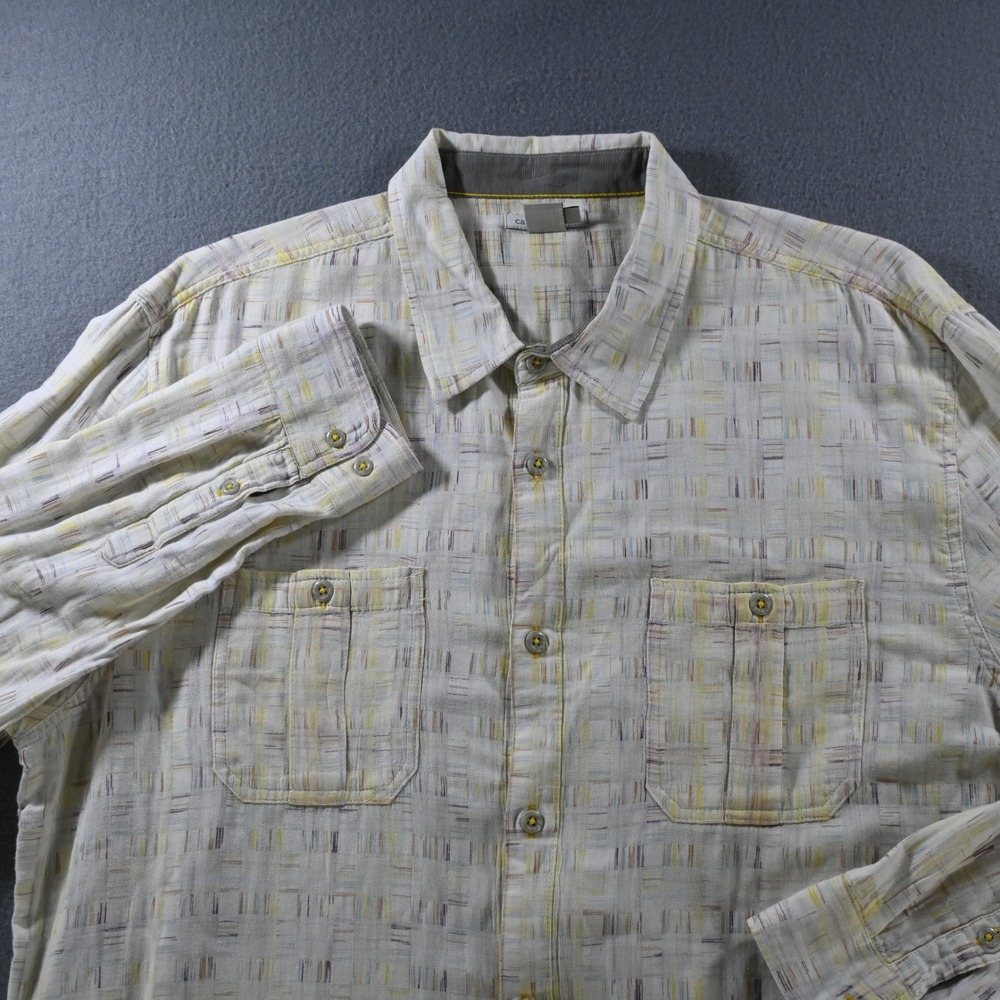 Carbon 2 Cobalt Mens 133718 Button Front Shirt XL White Multicolor Plaid